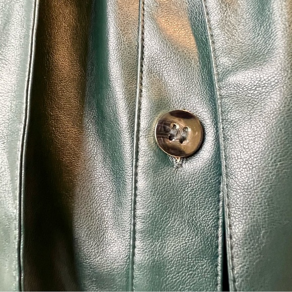 NEW YORK & COMPANY Green Faux Leather Button Down Shirt Dress—SZ. XS - Picture 4 of 17